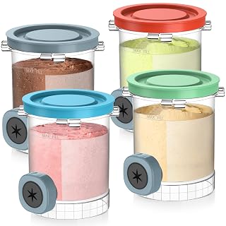 QVN 4 Pack Ninja Swirl Pints, Ninja Creami Containers Compatible with NC700 Series Ninja Swirl Creami Maker & Ninja Soft Serve Ice Cream Maker - Dishwasher Safe & Freeze Safe - Amazon product rated Grade A