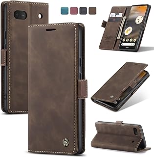 Kowauri Case for Google Pixel 6A,Classic Design Leather Wallet Magnetic Closure Flip Case with Kickstand Card Holder Slot Shockproof Protective Cover for Google Pixel 6A 2022 (Coffee)