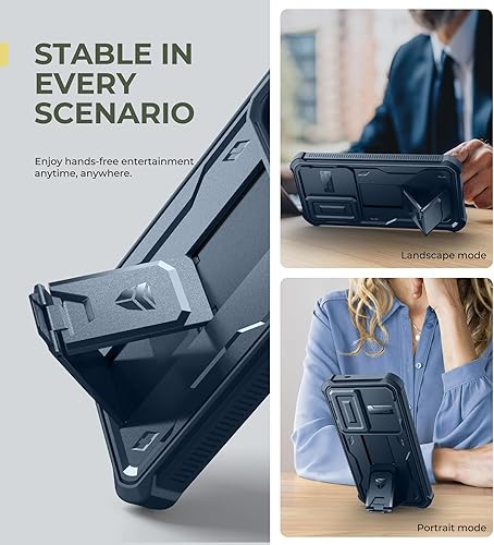 Vista 99 de Dexnor Funda para Samsung Galaxy S24 Plus con cubierta deslizante integrada para cámara, protector de pantalla y soporte, a prueba de golpes, funda