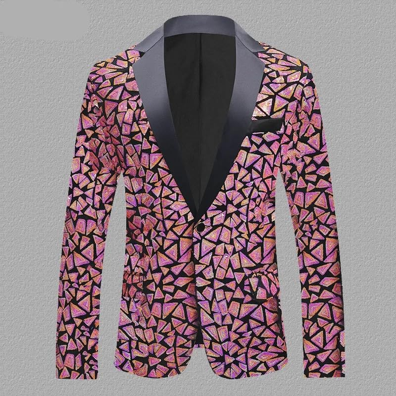 Men Sequin Suit Single-Button Jacket Singer Stage Performance Dress Blazer4