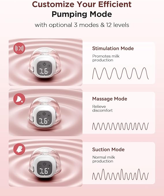Haokoo Electric Wearable Breast Pump, Strong Suction Hands Free, Quiet Cordless Portable Pump for Work, Travel & Night Use, 3 Modes 12 Levels, Comfortable Fit, BPA Free
