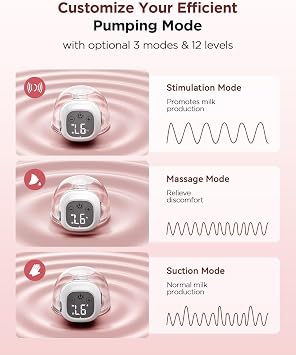 Haokoo Electric Wearable Breast Pump, Strong Suction Hands Free, Quiet Cordless Portable Pump for Work, Travel & Night Use, 3 Modes 12 Levels, Comfortable Fit, BPA Free