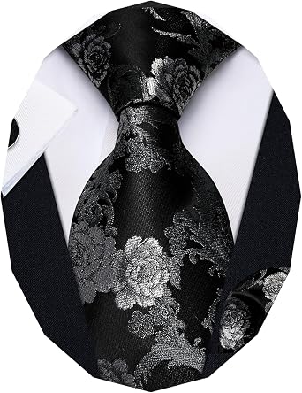 YourTies Paisley Ties for Men Floral Necktie Pocket Square Cufflinks Set | Silk Tie Sets for Men,Jacquard Woven,Paisley Floral,Necktie Handkerchief Cufflinks,Weeding Party Business