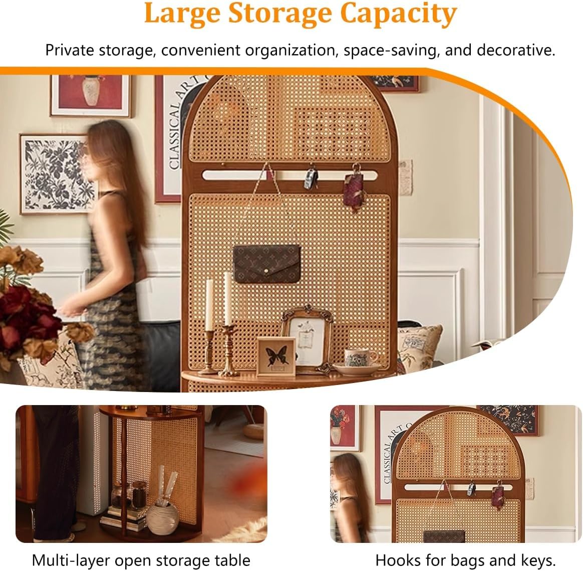 Modern Wall Divider with Shelves, Solid Wood Partition Panels for Teahouse, Coffee Shop & Home Office - Stylish Freestanding Design for Space Separation