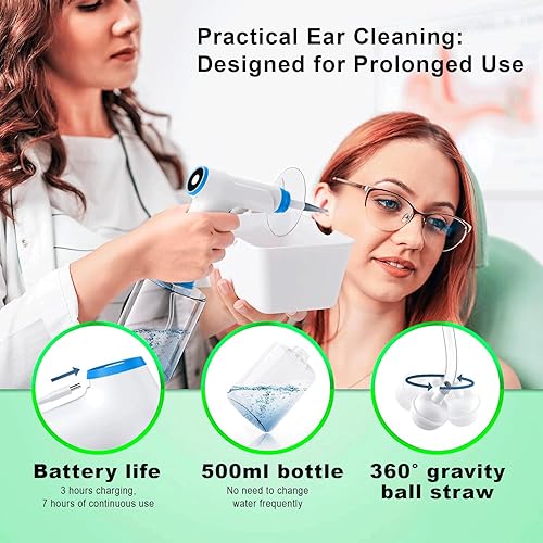 Miniatura 7 de Z Zelvox, Kit de limpieza de oídos (4 modos de velocidad), limpiador eficaz de oídos, incluye lavabo, toalla y 10 puntas.