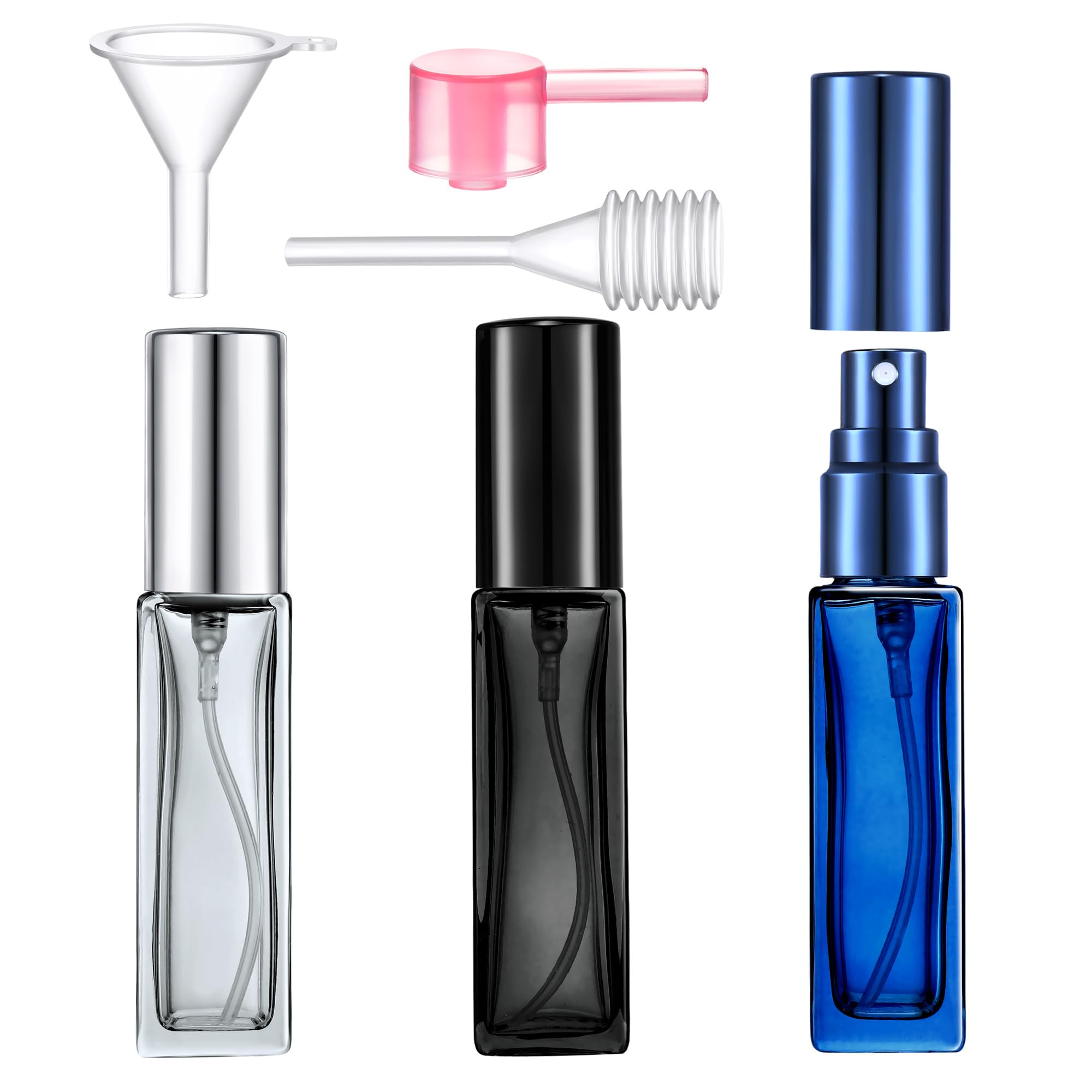 Yikimyfo Mini Perfume Spray 3 Pcs 9ML/0.3oz Travel Size Refillable Glass Bottle - Leakproof & Portable Atomizer with Fine Mist for Cologne