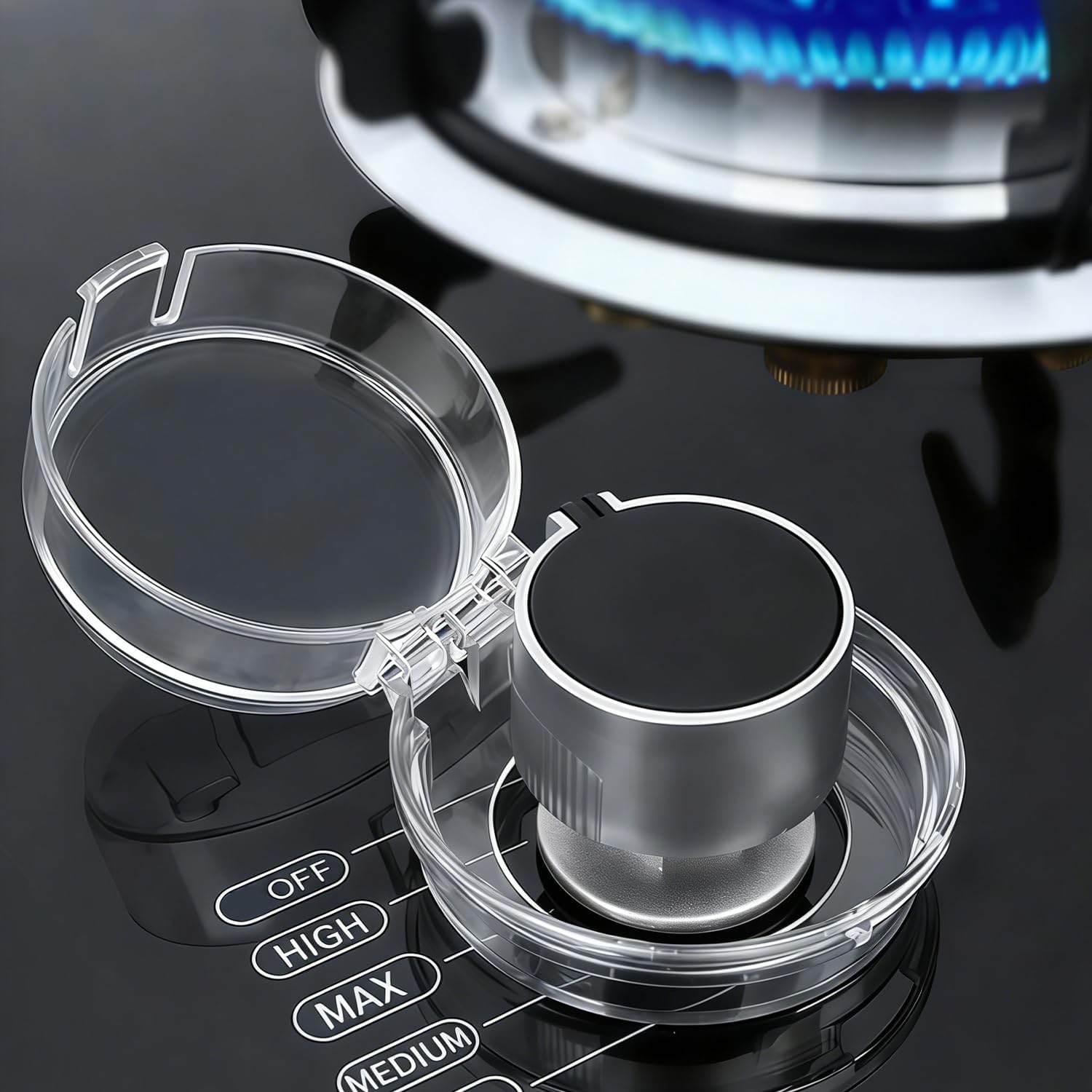 Cache-boutons de cuisinière adhésif renforcé résistants à la chaleur lot de 6 transparent