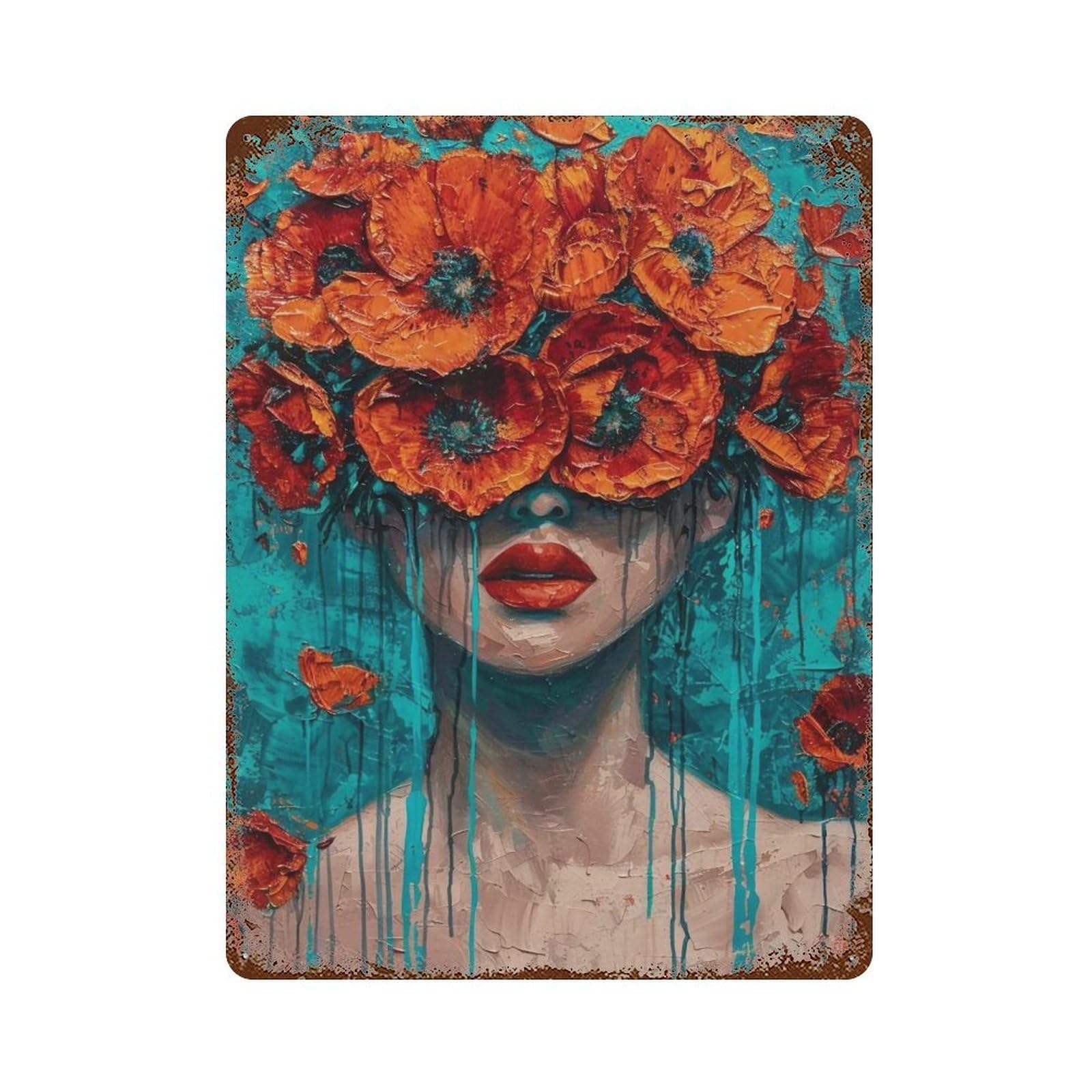 HDURYEYRYY Poppy Veiled 04 Wall Retro Iron Vintage Art Metal Tin Sign Poster Modern Home Cofffee Club Art Bar Shop Decor Style 40x30cm