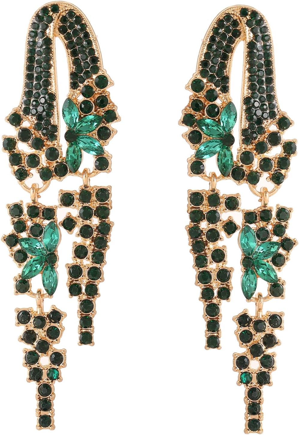 Long Rhinestone Dangle Wedding Earrings for Women Brides Bridesmaids Sparkly Crystal Drop Statement Earrings for Wedding Prom Pageant