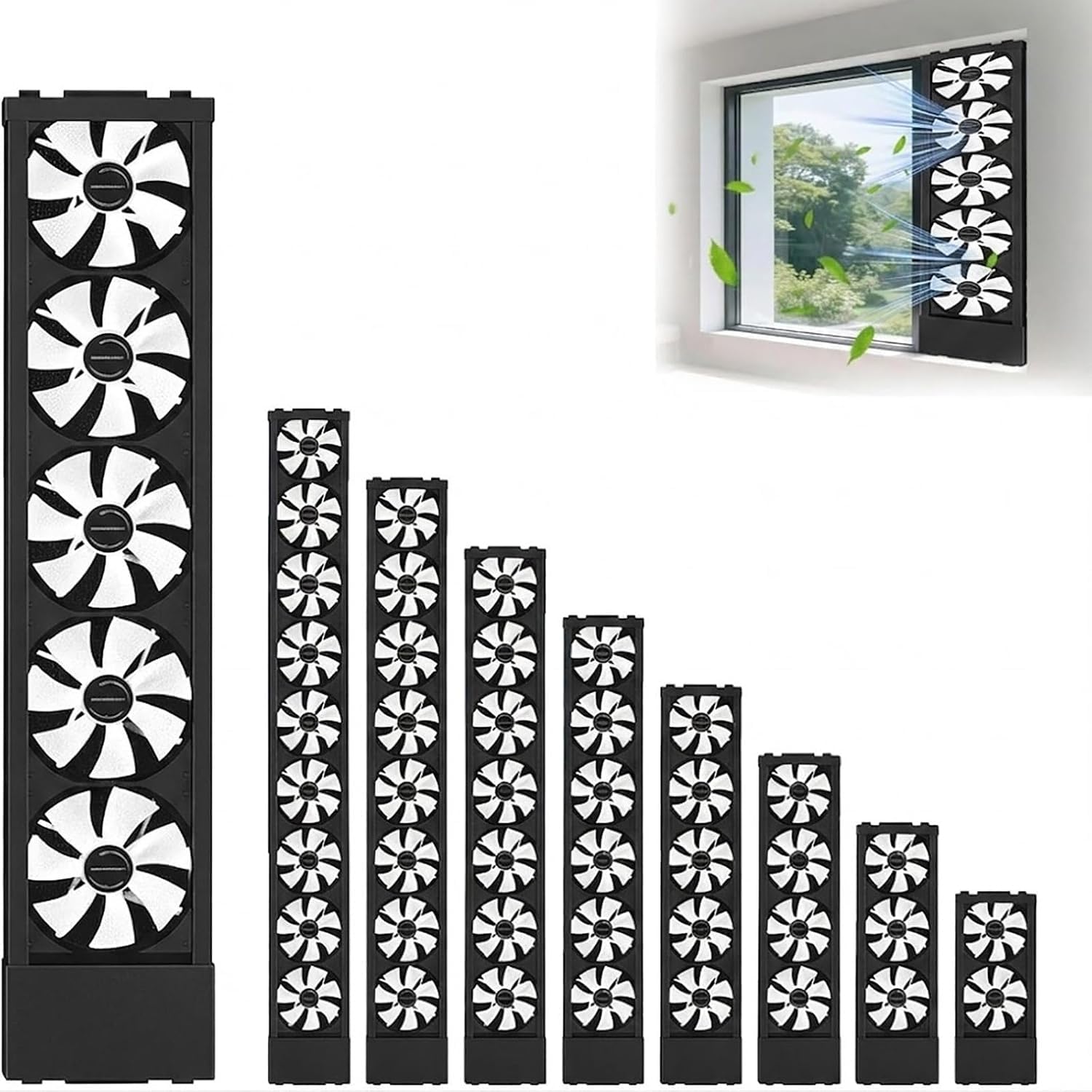 Ventilador de escape vertical delgado para ventanas correderas con ajuste retráctil