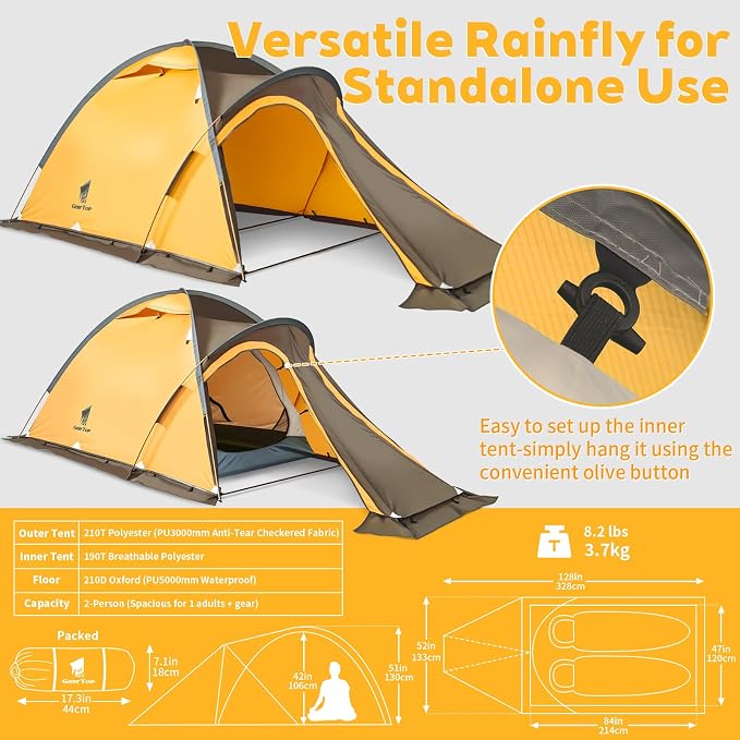 Tienda de campaña ligera impermeable para 2 personas miniatura 3