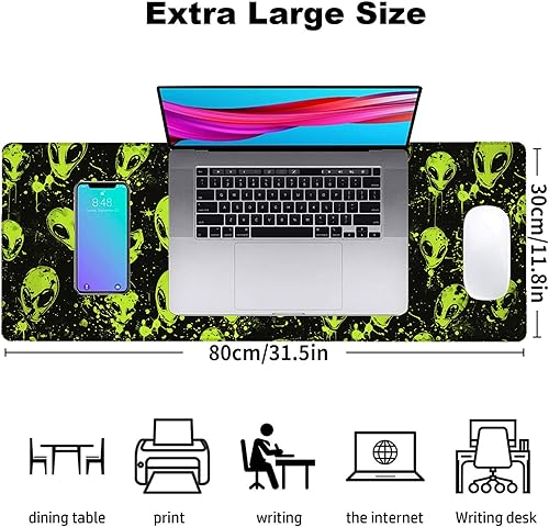 Miniatura 3 de Alfombrilla de mouse para juegos de graffiti alienígena, alfombrilla de escritorio de oficina, base de goma antideslizante, alfombrillas de mouse