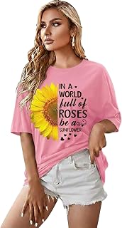 NEXGO Women Oversized T-Shirt Loose Fit Baggy Cotton Half Sleeve Top, Drop Shoulder Round Neck Graphic Printed Tee,Stylish... Price In India