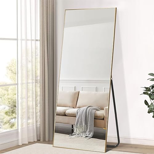 Miniatura 122 de NeuType - Espejo de cuerpo completo, espejo de pie de cuerpo completo, 64 x 21 pulgadas con soporte, espejo de pie para colgar o apoyar contra