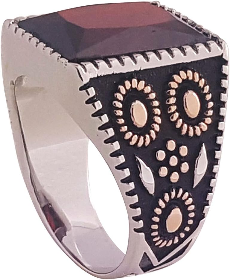 JANIZZ 925 Solid Sterling Silver Ring with Burgundy CZ in Different Sizes in A Beautiful LED Box(C1000) (9)
