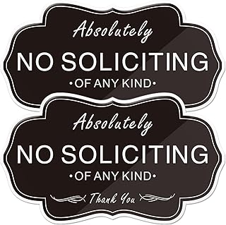 Absolutely No Soliciting of Any Kind Signs,(2 Pack) RAMIEYOO Designer Acrylic Smoke Free Signs,Double Sided Tape,Easy Installation,Great for Home,Buiness,Indoor/Outdoor Use