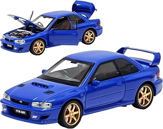 Toy Cars Compatible 1998 Impreza 22B Sti 1/32 Metal Model Car Pull Back Car Toys with Light and Sound Toys Car Collectible Model for Children Age 3 + Year Old (Blue)