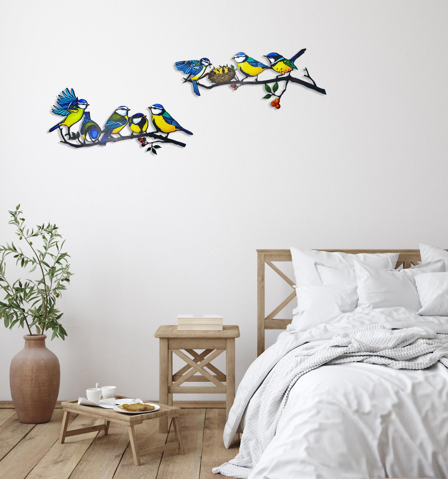 GIEEU Colorfu Lot de 2 décorations murales en métal à suspendre pour clôture, cour, porche, terrasse, jardin, balcon