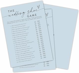 30 The Wedding Shoe Game Cards For Bridal Shower - Cream Blue Wedding Party Game Cards For Mr & Mrs Engagement Party, Bridal Shower Party Supplies & Accessories - B03