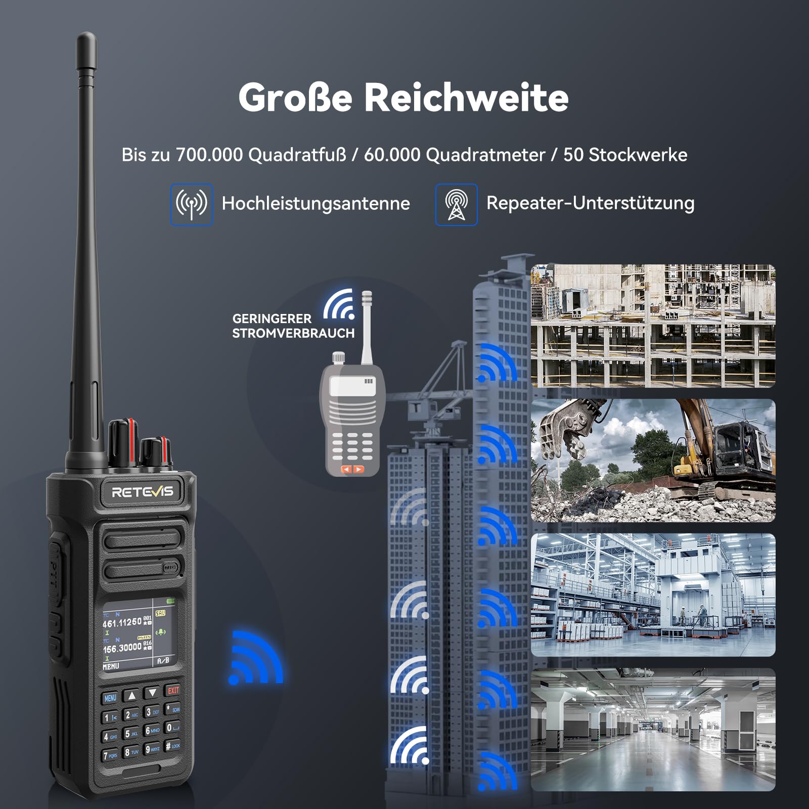 Retevis RT29S Walkie Talkie Wasserdichtmit, Handfunkgerät mit 6 Wege Ladegerät, Großer Reichweite, Professionelles IP67, LCD-Bildschirm Rauschunterdrückung Gruppenruf für FürIndustrie (6er-Pack)