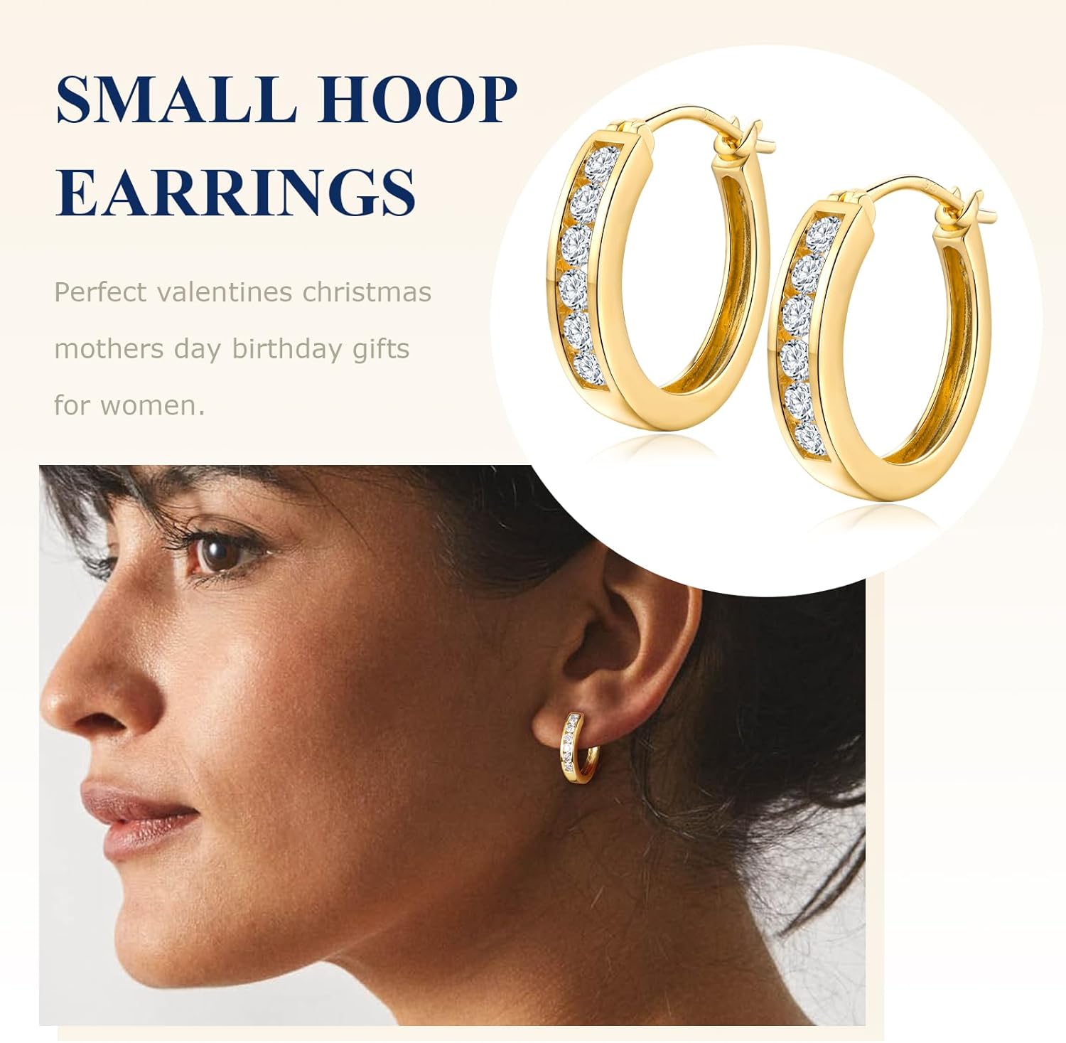 Chunky Gemstone Hoop Earrings 14K Yellow Gold Sterling Silver 14mm Small Huggies Aquamarine/Amethyst/Pink Sapphire/London Blue Topaz/Garnet Hoop Earrings for Women - Image 4