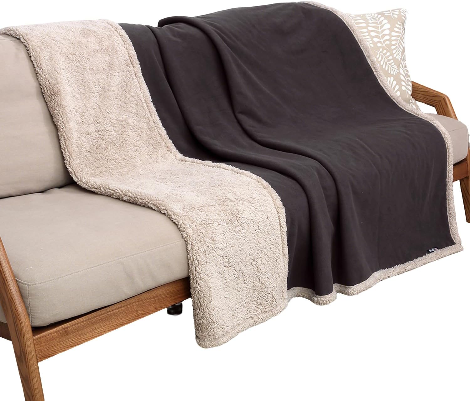 Waterproof Dog Blanket Washable, Sherpa Fleece Pet Blanket for Puppies Cats Dogs, Reversible Waterproof Protector Cover for Dog Sofa Bed, 203ร152 cm, Brown/Tuape