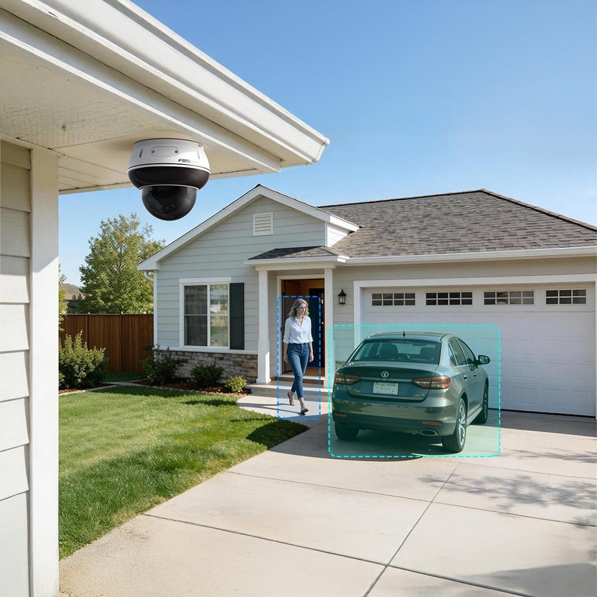 Foscam D8ET 4K 8 MP PoE IP Dome Überwachungskamera mit motorisierter PT-Funktion, KI-Personen- und Fahrzeugerkennung, IK10 Vandalismus-Schutz (weiß)