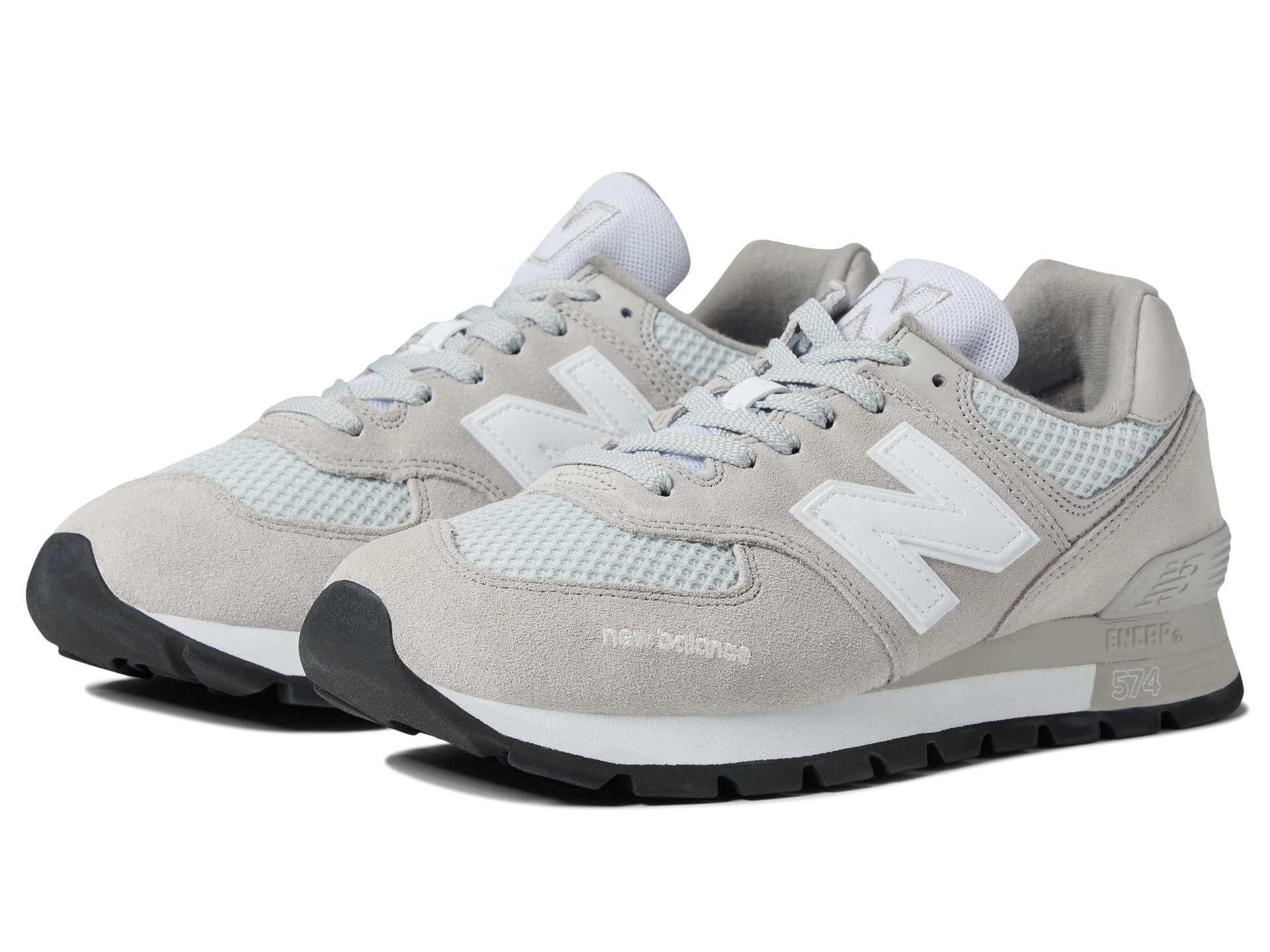 New BalanceClassics 574D Rugged Sneakers for Men - Low Top Silhouette and Breathable Textile Lining Rain Cloud/White 15 D - Medium