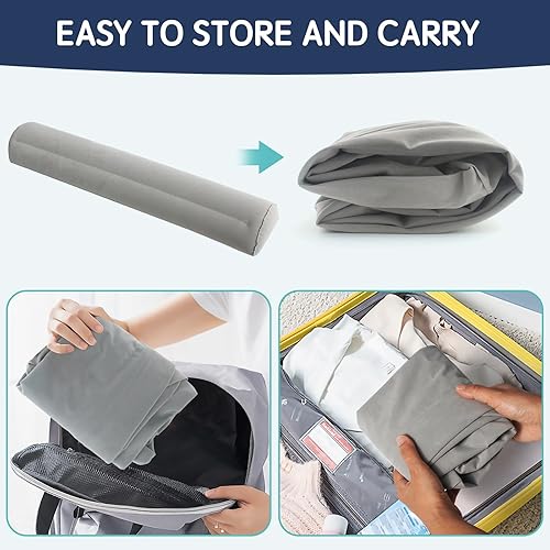 Miniatura 7 de Paquete de 2 rieles de cama de viaje para niños pequeños, protección contra caídas infantiles, riel de cama de viaje inflable, riel de cama portátil