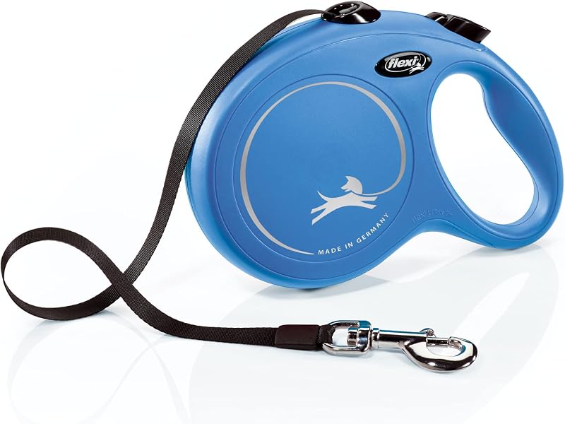 Guia Retrátil para Cães FLEXI New Classic com Fita Azul, Grande, 7,92 m