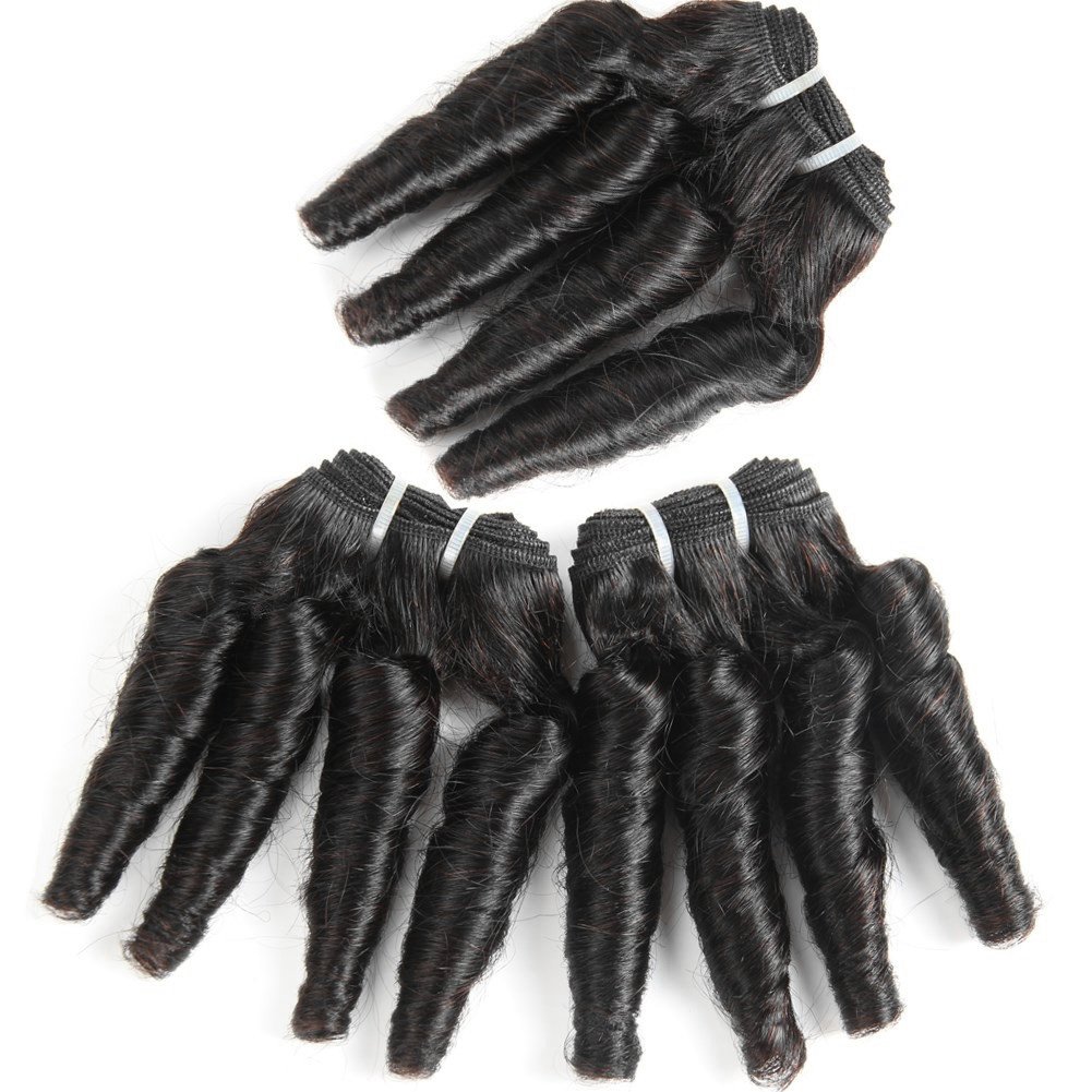 Molefi Brazilian Funmi Hair 3 Bundles burmese curly bundles human hair Short Curly Weave 9A Unprocessed Brazilian Human Hair Extensions 100g/pc Full Head Natural Color (12" 12" 12")