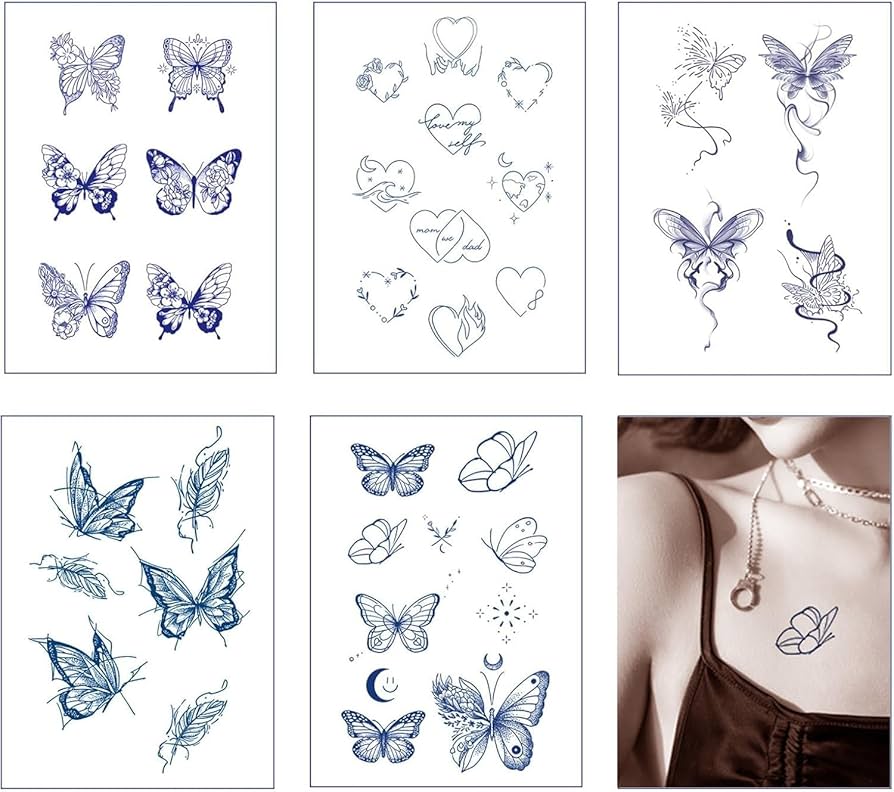 Amazon.co.jp: タトゥーシール タトゥーシール 蝶 花 36枚セット 防水