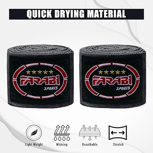 Miniatura 6 de Farabi Sports Vendas de mano de boxeo para hombres y mujeres, envolturas de boxeo de 180 pulgadas para adultos, para artes marciales, artes
