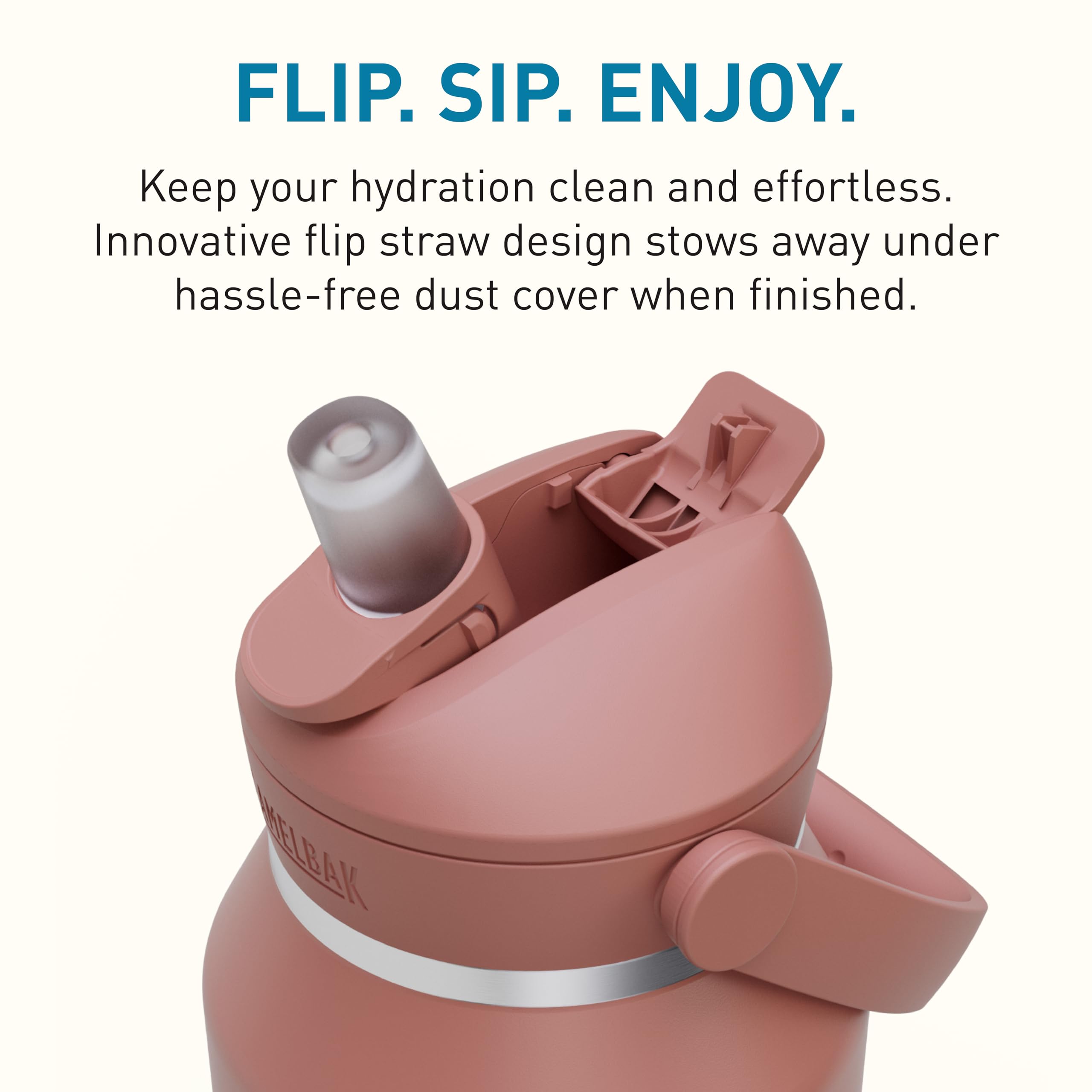 CAMELBAK Thrive Flip Straw Wasserflasche, isolierter Edelstahl, 1,2 l, Sierra Red