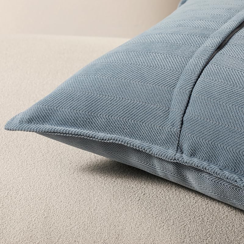 Mrcrypos Fog Blue Decorative Pillow Covers 18X18 Inch Soft Chenille Luxurious Couch Pillow Covers Farmhouse Cushion Cover for Sofa Living Room Bedroom Home Decor - Image 3