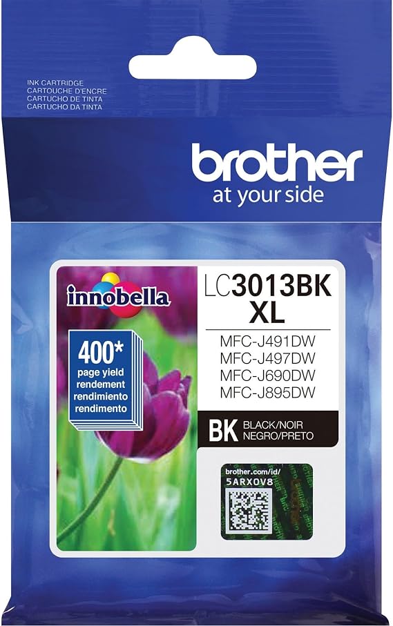 Brother Printer High Yield Ink Cartridge Page Up to 400 Pages Black (LC3013BK), Standard