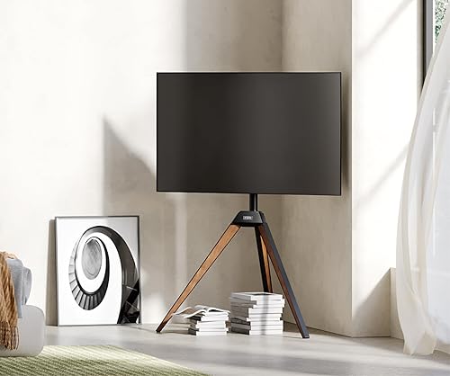 Miniatura 9 de FITUEYES Picasso - Soporte esquinero para TV de 37, 43, 50, 55, 65 pulgadas, trípode blanco, soporte de TV moderno con caballete para pantallas LED