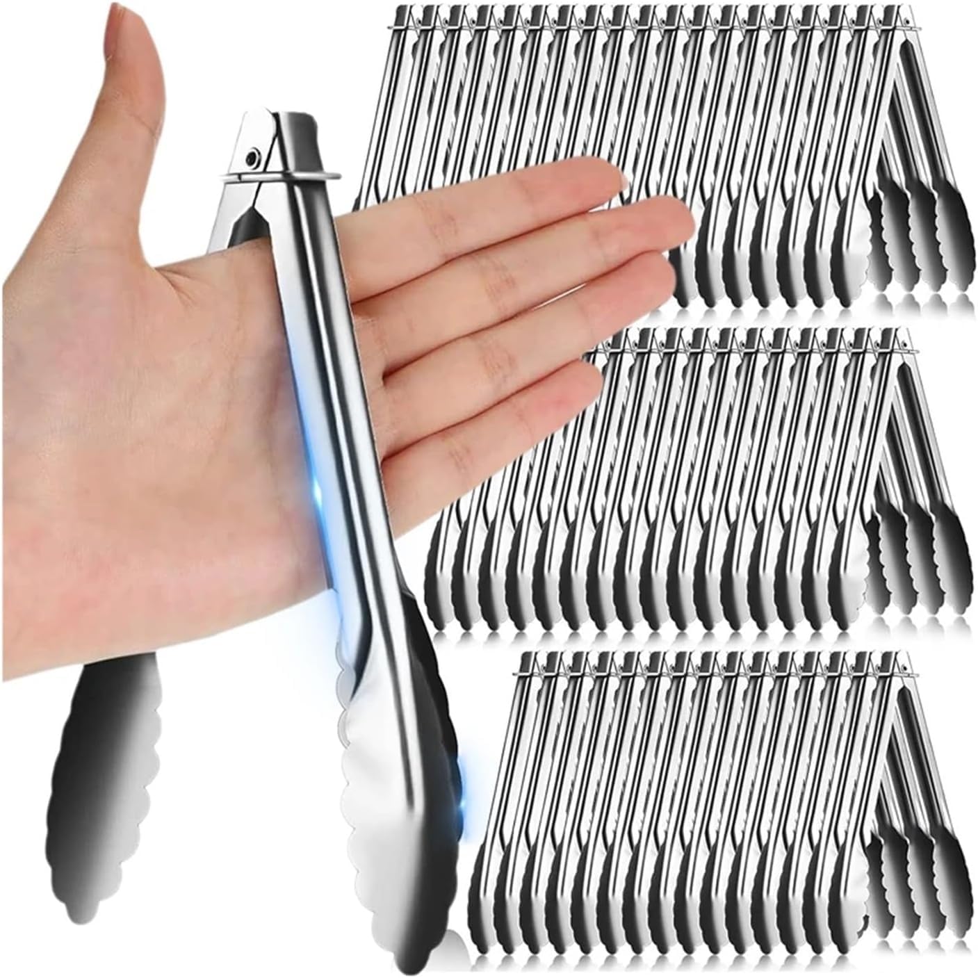 Pinzas de Cocina de Acero Inoxidable, 5 Piezas, Antideslizantes, de Acero Inoxidable, Pinzas para Alimentos, Parrilla, Carne, Pan, Clip para Servir, Barbacoa, Buffet, Abrazadera, Accesorios