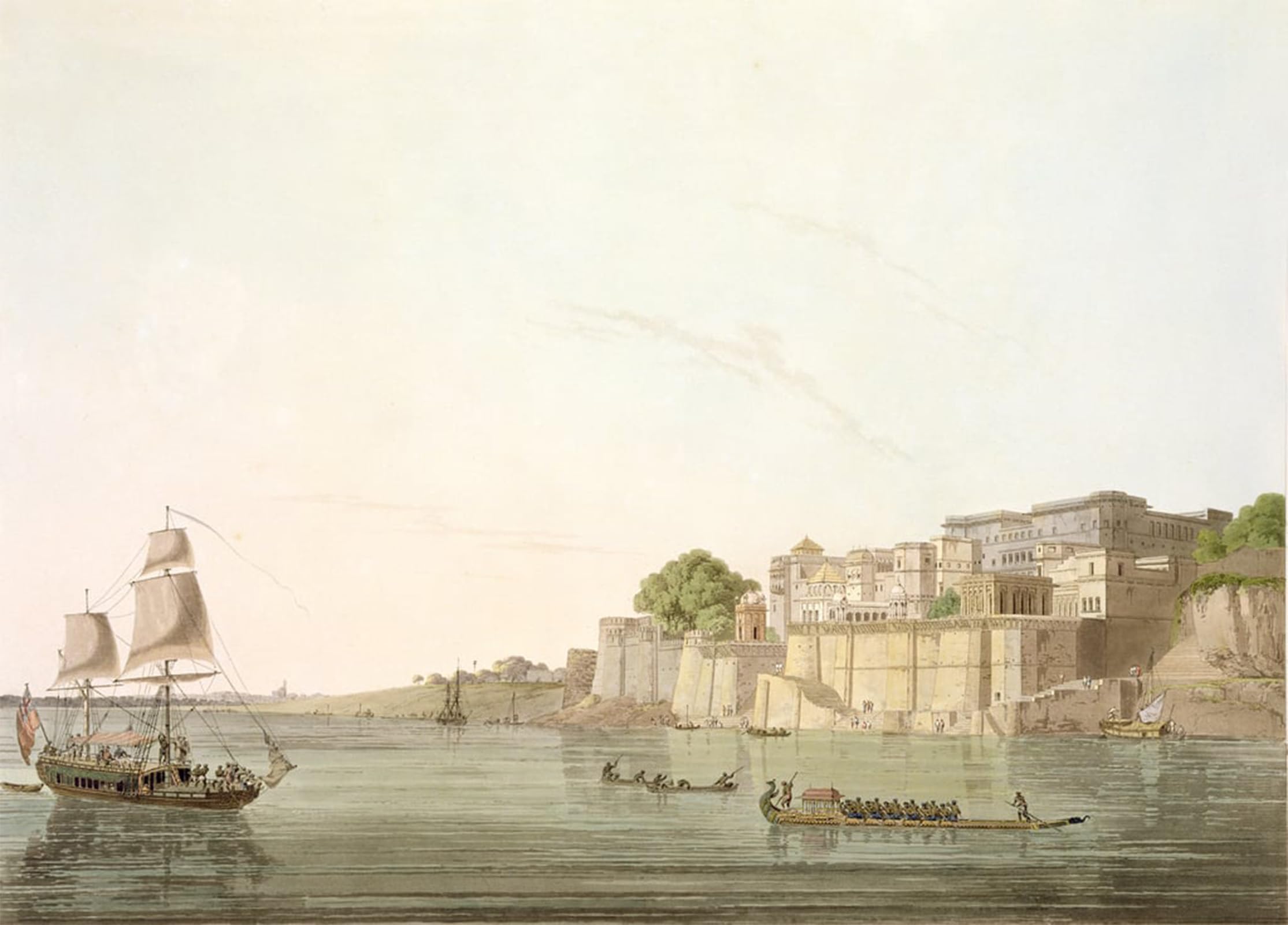 ARTXLXXBN Famous Art Print Poster Vintage Wall Art Ramnugur Near Benares on the River Ganges by Famous Artist Canvas Art Poster for Home Decor 60x90cm