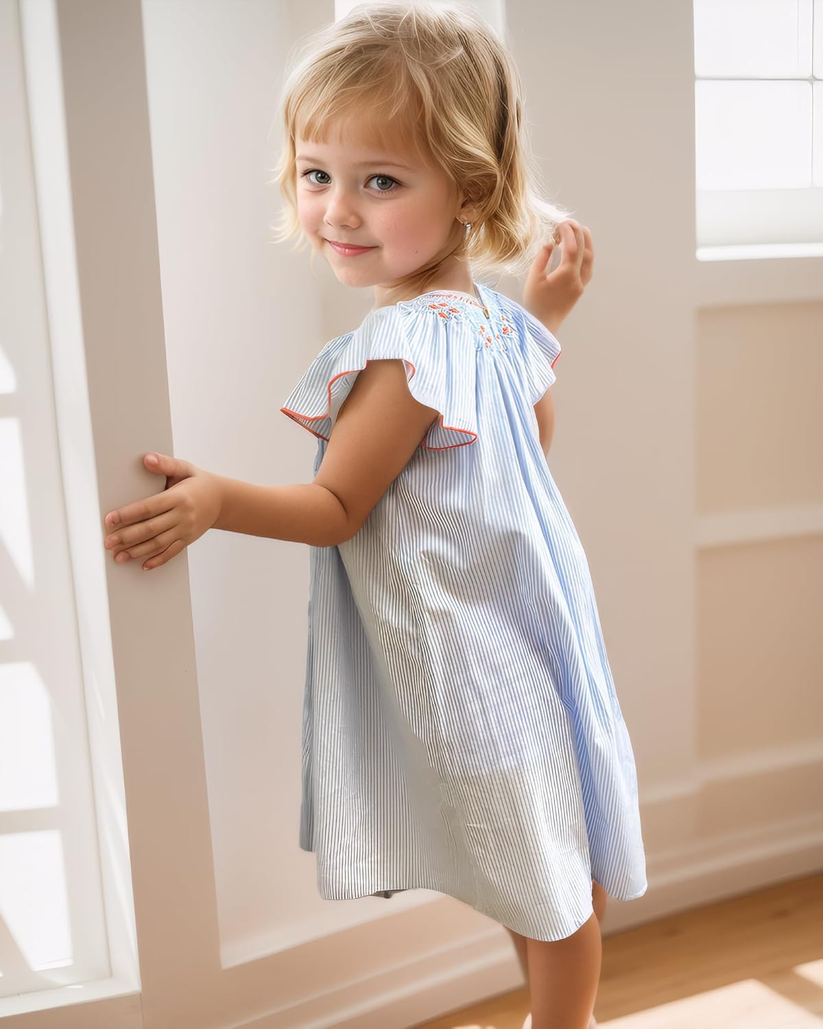 Baby Girl Smocked DressToddlers Cotton Casual Outfit Sleeveless Dresses，Sundress Princess Dress for Summer - Image 3