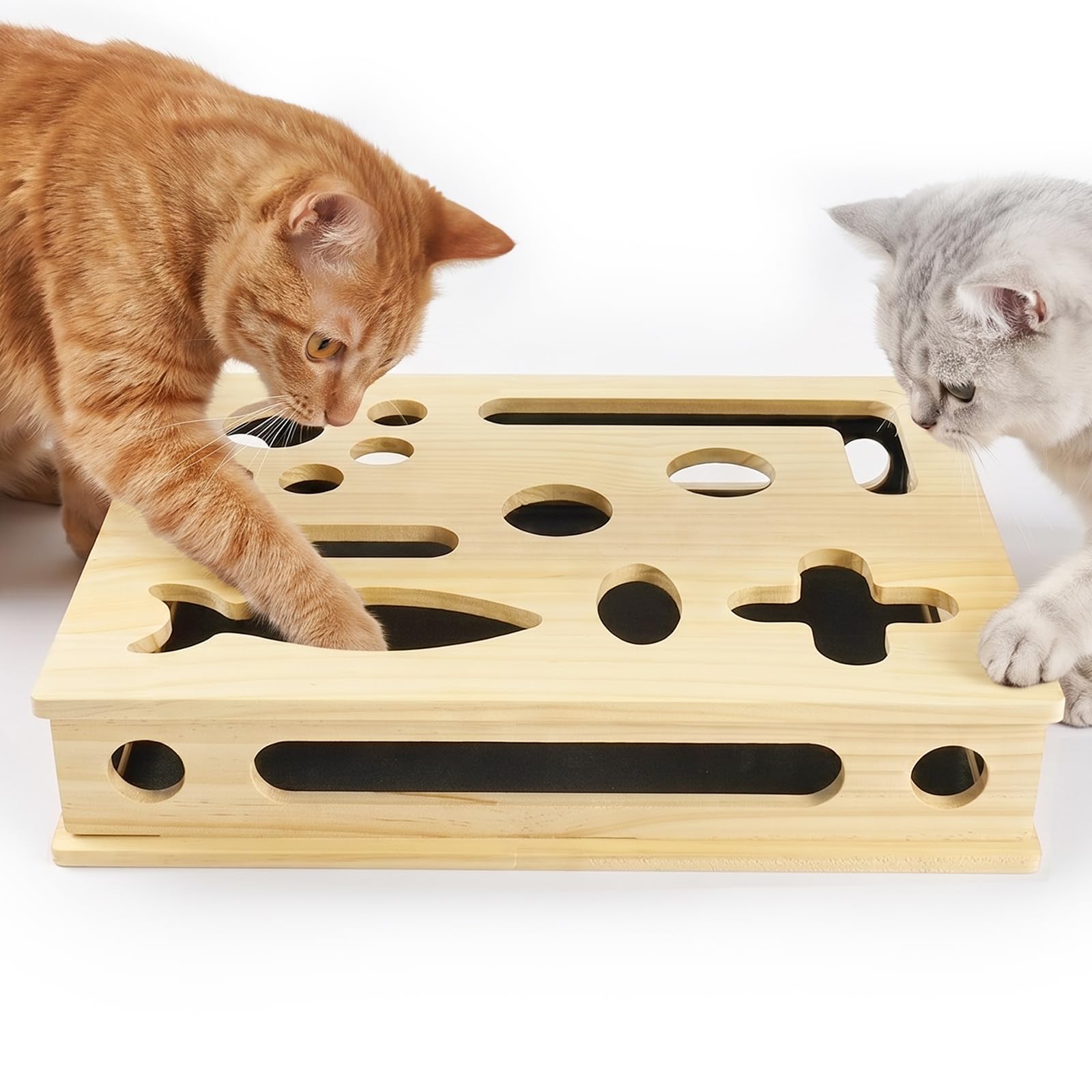 AOOTE Cat Nail File Enrichment Box, Cat Scratch Puzzle Enrichment Box, Interactive Cats Nail File Toy with Sandpaper, Wooden Cats Nails Files for Indoor Pet Scratching, 39cm x 30cm x 8cm — image 1