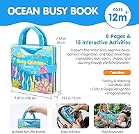 Vista 8 de hahaland Libro de actividades sensoriales Montessori para niños pequeños de 1 a 3 años, juguete de viaje para niños de 1, 2 y 3 años, juguete
