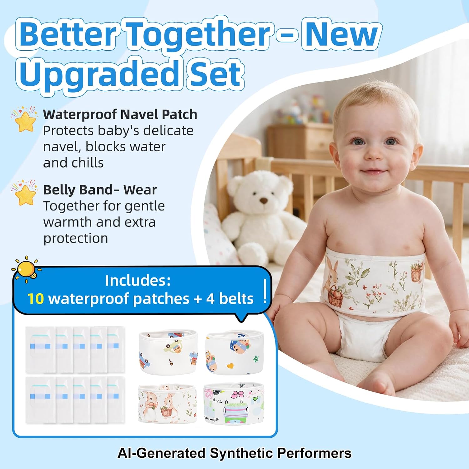 Baby Belly Band & Umbilical Stickers Set for Newborn image 3