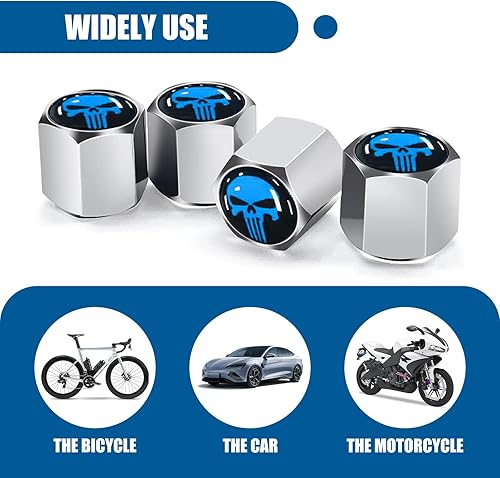 Miniatura 3 de fasebeek 4 tapones para válvulas de neumáticos de automóvil, cubiertas a prueba de polvo de cráneo, decoración de vehículo de 0.31 pulgadas,