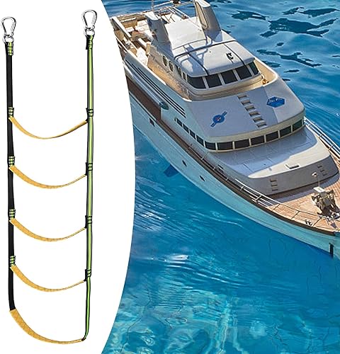 Miniatura 4 de Escalera portátil de cuerda para barco de 5 escalones, escalera de cuerda de pesca de extensión para barcos inflables, kayak, canoa (5 escalones)
