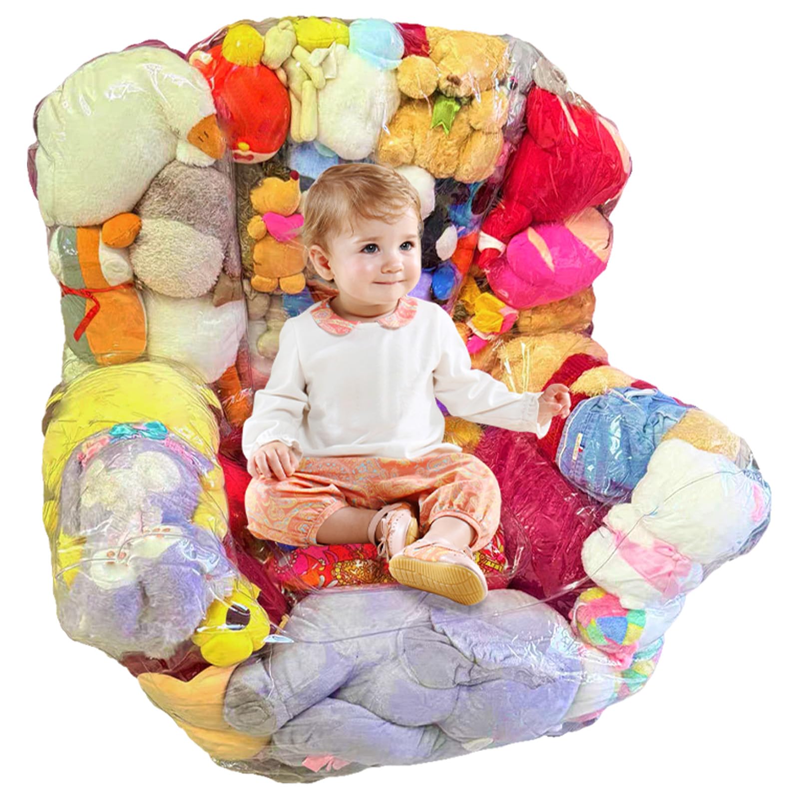 Kuscheltier Aufbewahrung 90x60x80cm Wasserdicht Transparenter Sitzsack Bezug Große Kapazität Leicht Befüllen Aufbewahrung Kuscheltiere für Puppen Handtücher Kissen Decken Kleidung