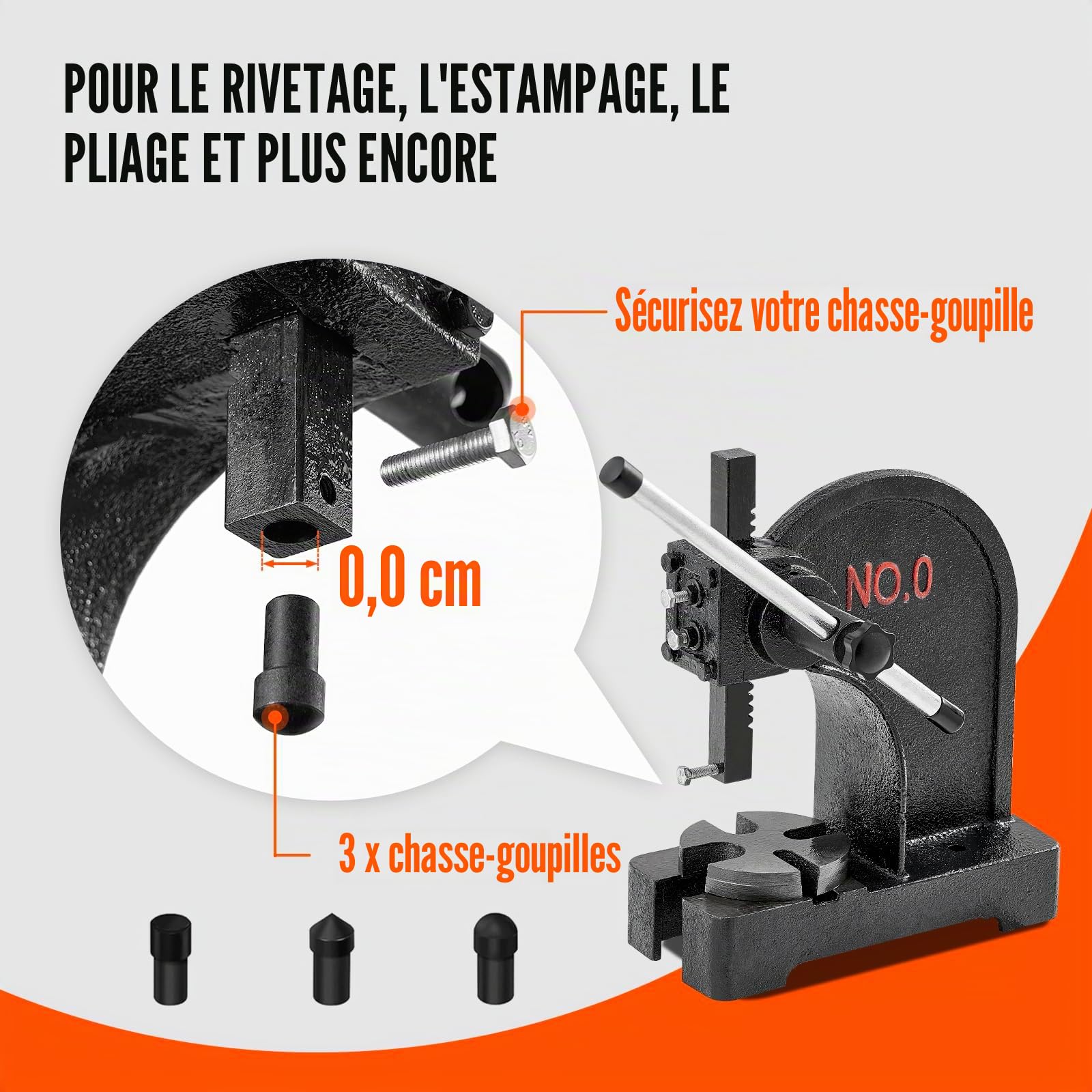 VEVOR Presse à Crémaillère, Presse à Arbre Manuelle de 0,5 Tonne, Hauteur Maximale de 117 mm, Presse Manuelle de Précision Robuste en Fonte, pour l'Estampage, Le Pliage, l'Étirement et Le Formage