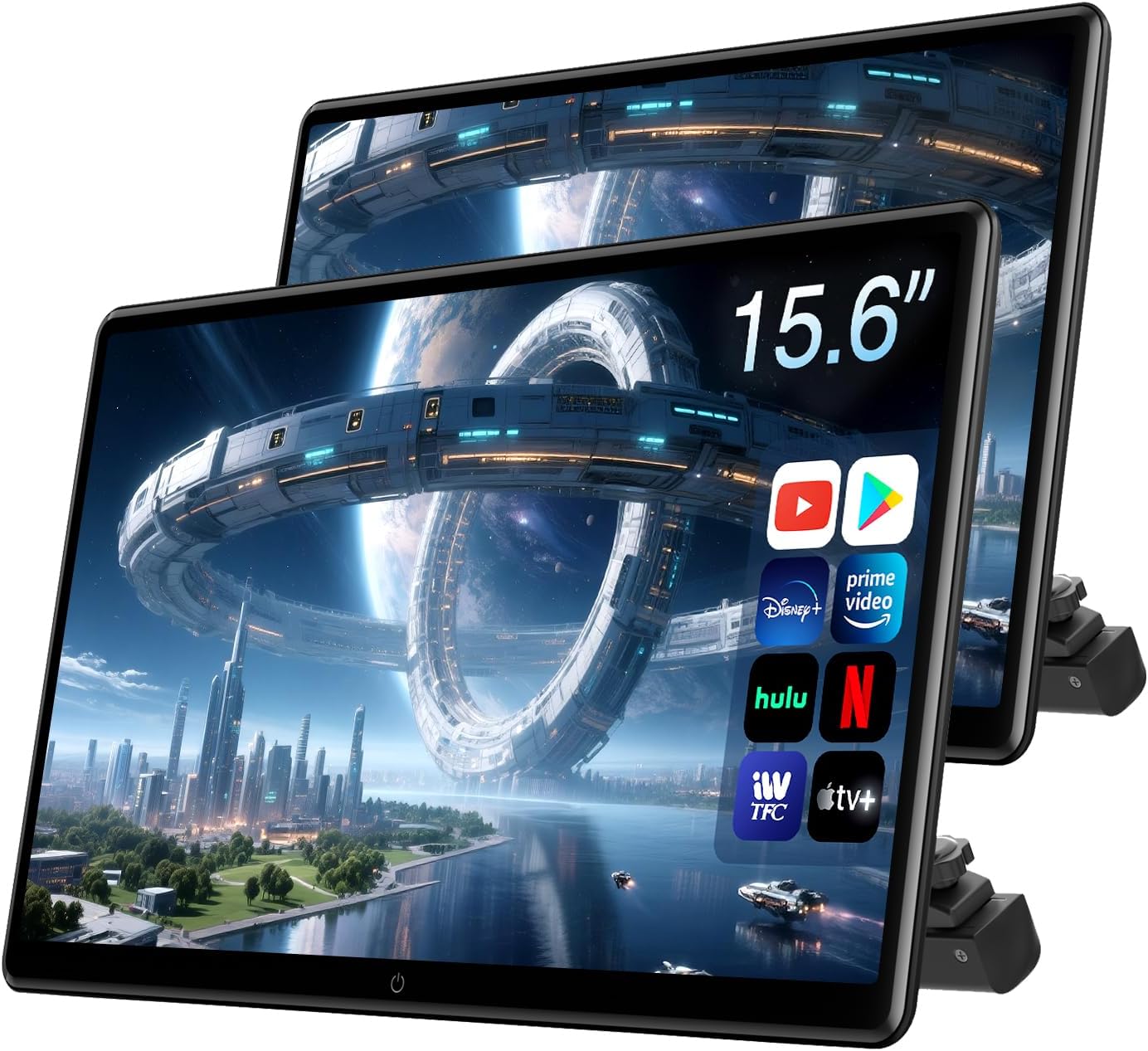 15.6inch Android 13 Headrest Monitor Car TV Touchscreen Entertainment System for Backseat,Support Phone Wireless Mirroring Sync Screen HDMI Bluetooth USB SD 4K Video Playback (2G+32G(2PCS))