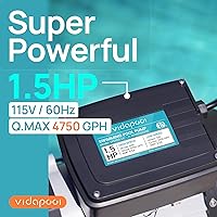 Vista 5 de In/Above Ground Pool Pump, Self Primming High Flow (Dual Speed, 1.5HP, 4750 GPH, 115V)