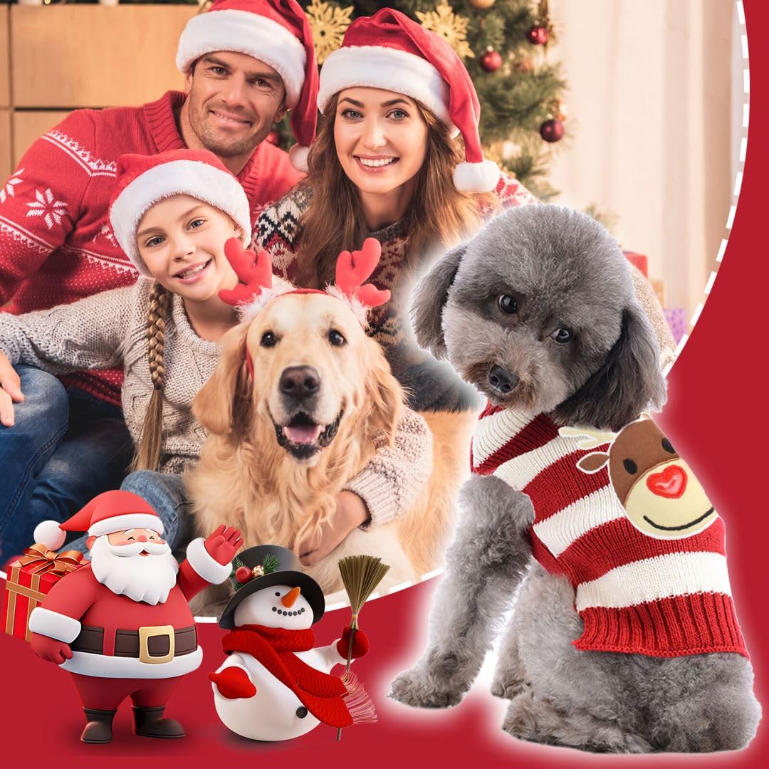 Maglioncino Cane Gatto Inverno Caldo Renna Maglione Natalizio Vestito per Taglia Piccola Media Grande Bianco XXS